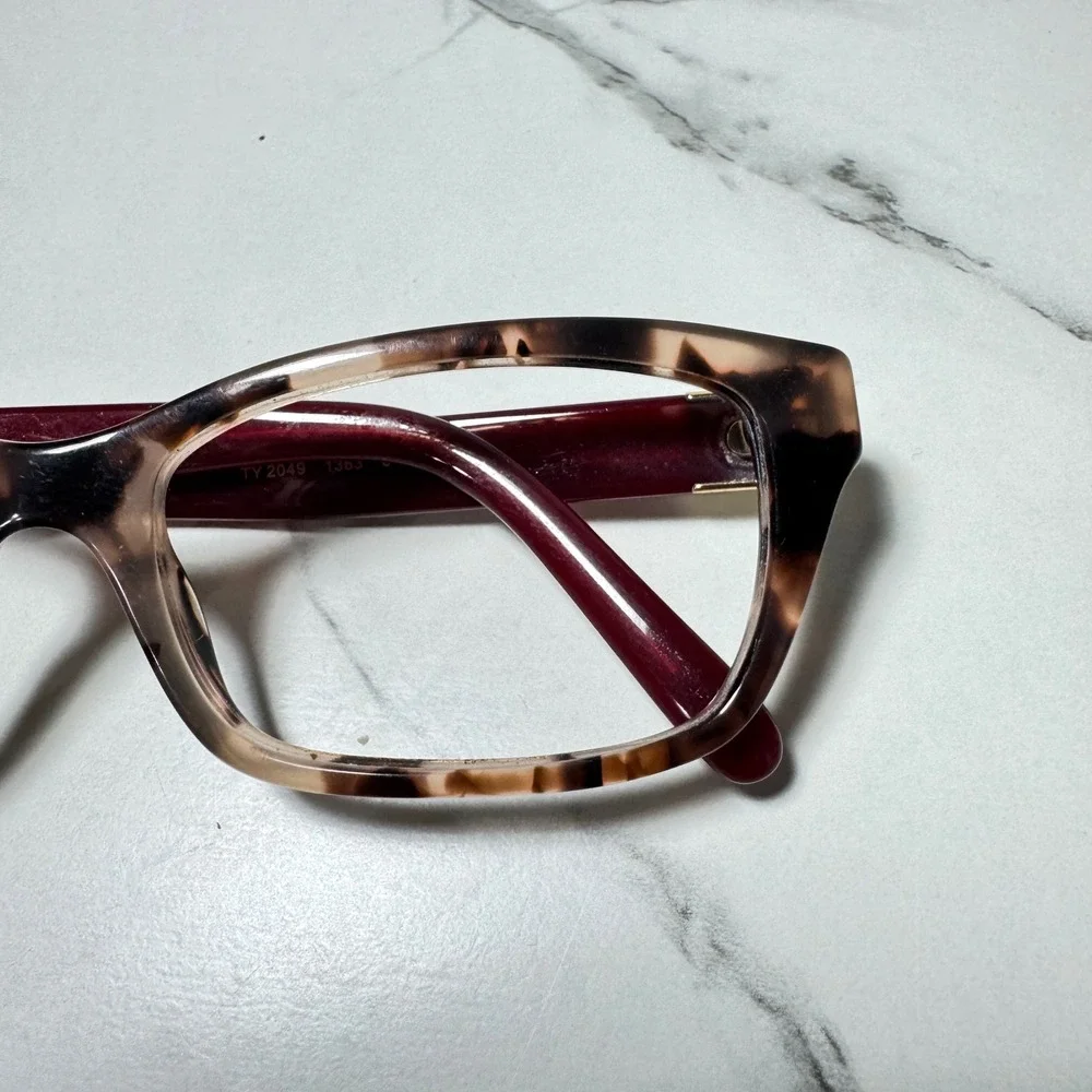 Tory Burch TY 2049 1363 Tortoise Burgundy Eyeglass Frames 51-17-135 Rectangular